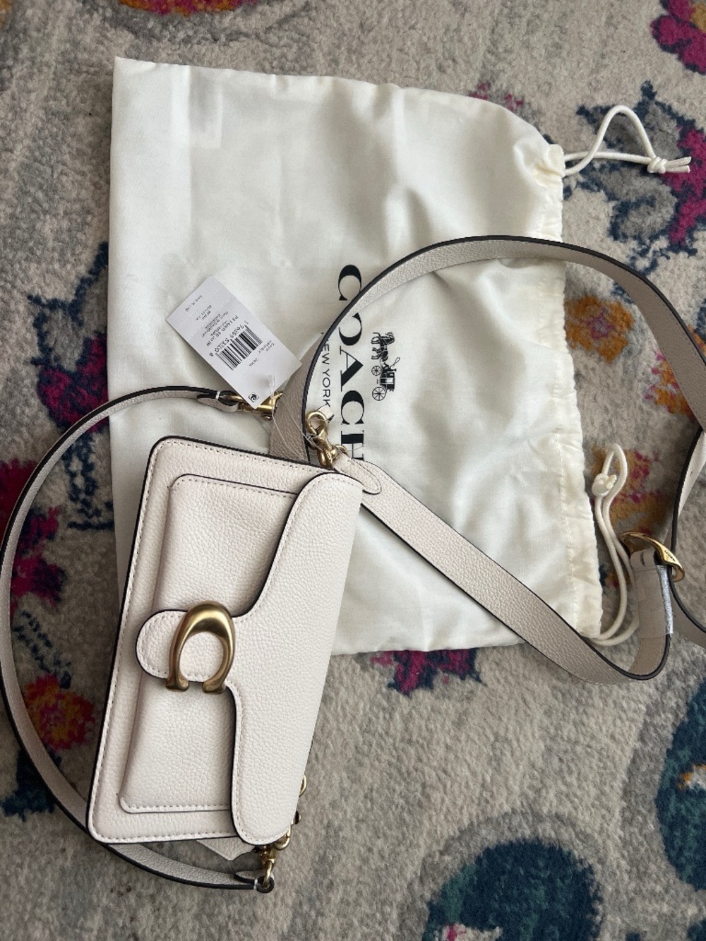 Coach Cream Pebbled Leather Crossbody with Gold Hardware